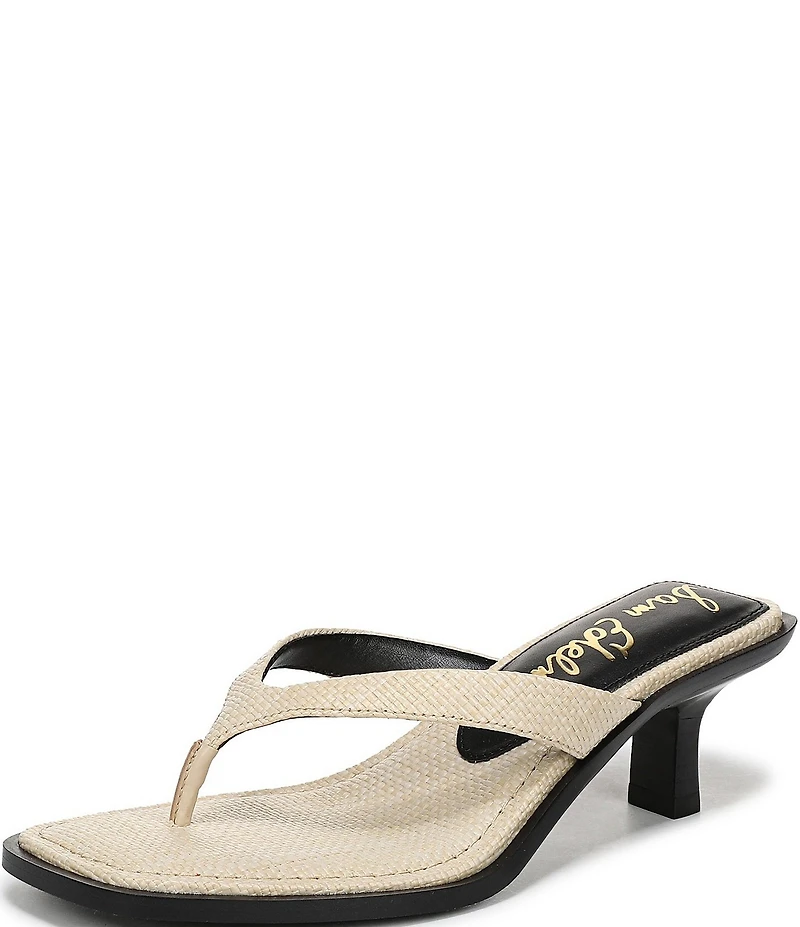 Sam Edelman Dollie Woven Raffia Kitten Heel Thong Sandals