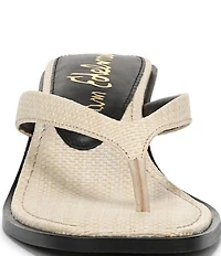 Sam Edelman Dollie Woven Raffia Kitten Heel Thong Sandals