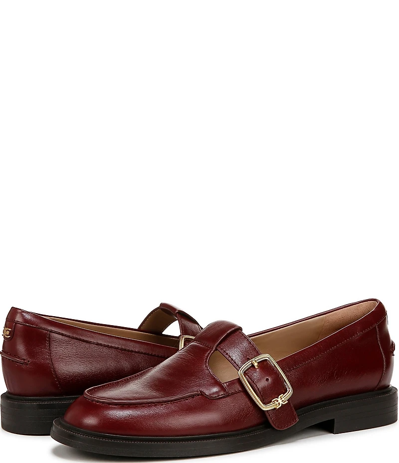 Sam Edelman Elaina Leather T Strap Oversize Buckle Hardware Mary Jane Loafers