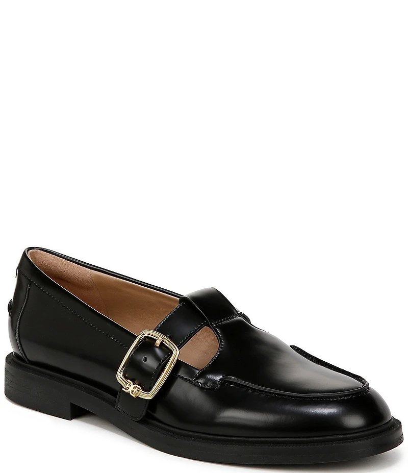 Sam Edelman Elaina Leather T Strap Oversize Buckle Hardware Mary Jane Loafers