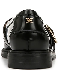 Sam Edelman Elaina Leather T Strap Oversize Buckle Hardware Mary Jane Loafers