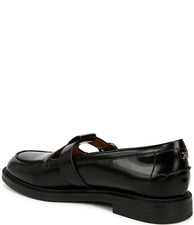Sam Edelman Elaina Leather T Strap Oversize Buckle Hardware Mary Jane Loafers
