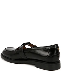 Sam Edelman Elaina Leather T Strap Oversize Buckle Hardware Mary Jane Loafers