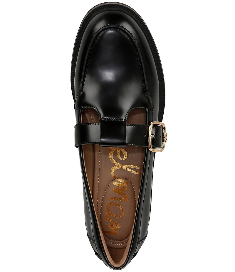Sam Edelman Elaina Leather T Strap Oversize Buckle Hardware Mary Jane Loafers
