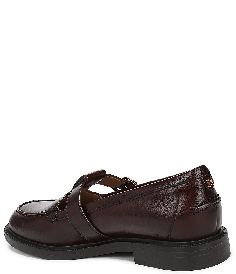 Sam Edelman Elaina Leather T Strap Oversize Buckle Hardware Mary Jane Loafers