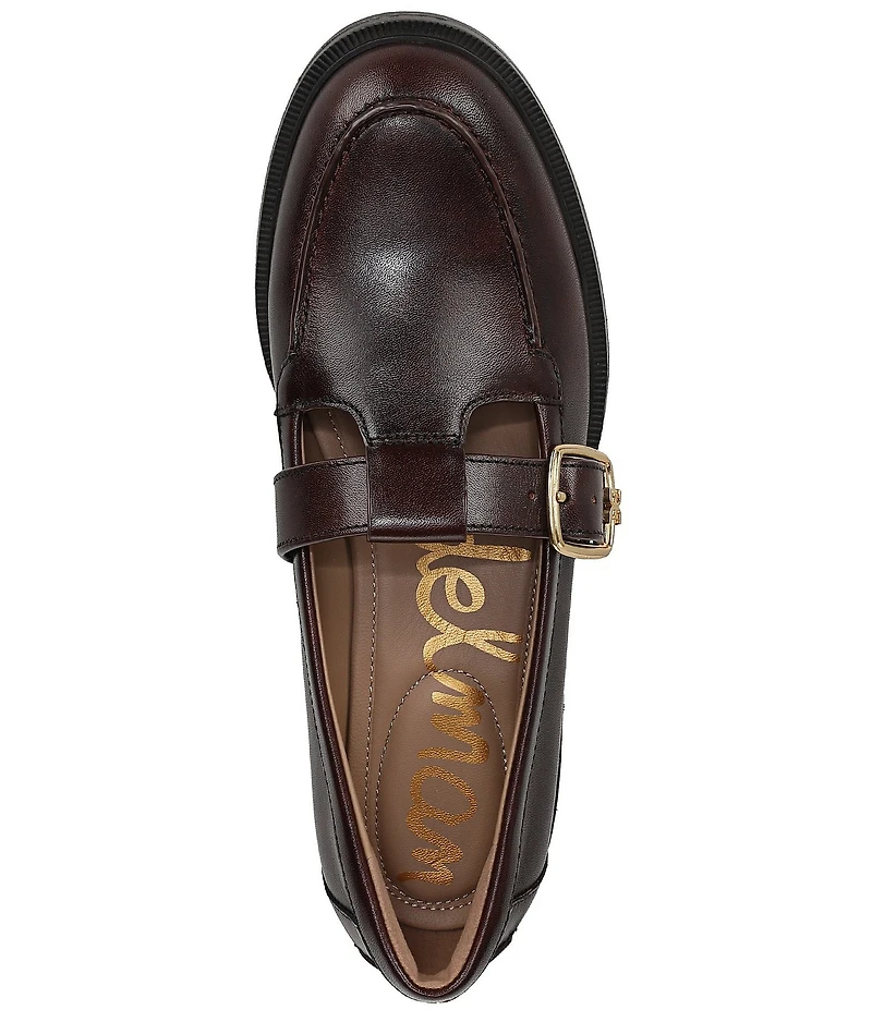 Sam Edelman Elaina Leather T Strap Oversize Buckle Hardware Mary Jane Loafers