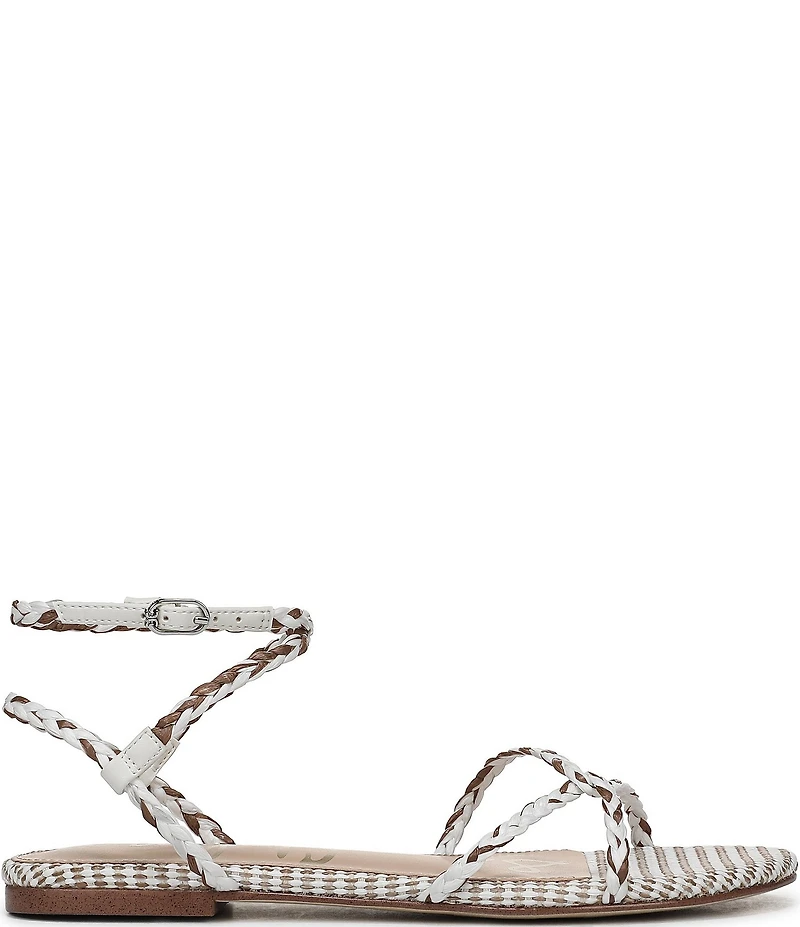 Sam Edelman Ellina Braided Raffia Patterned Strappy Flat Sandals