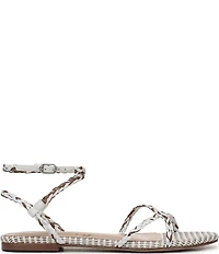Sam Edelman Ellina Braided Raffia Patterned Strappy Flat Sandals
