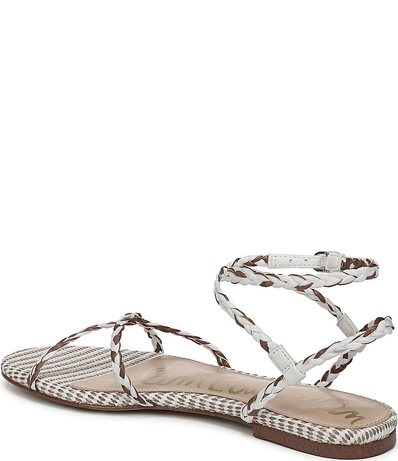 Sam Edelman Ellina Braided Raffia Patterned Strappy Flat Sandals