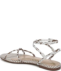 Sam Edelman Ellina Braided Raffia Patterned Strappy Flat Sandals