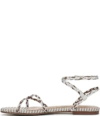 Sam Edelman Ellina Braided Raffia Patterned Strappy Flat Sandals