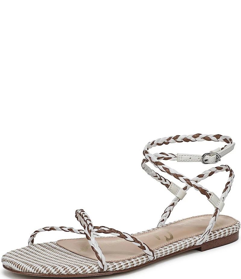 Sam Edelman Ellina Braided Raffia Patterned Strappy Flat Sandals