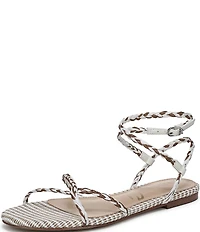 Sam Edelman Ellina Braided Raffia Patterned Strappy Flat Sandals