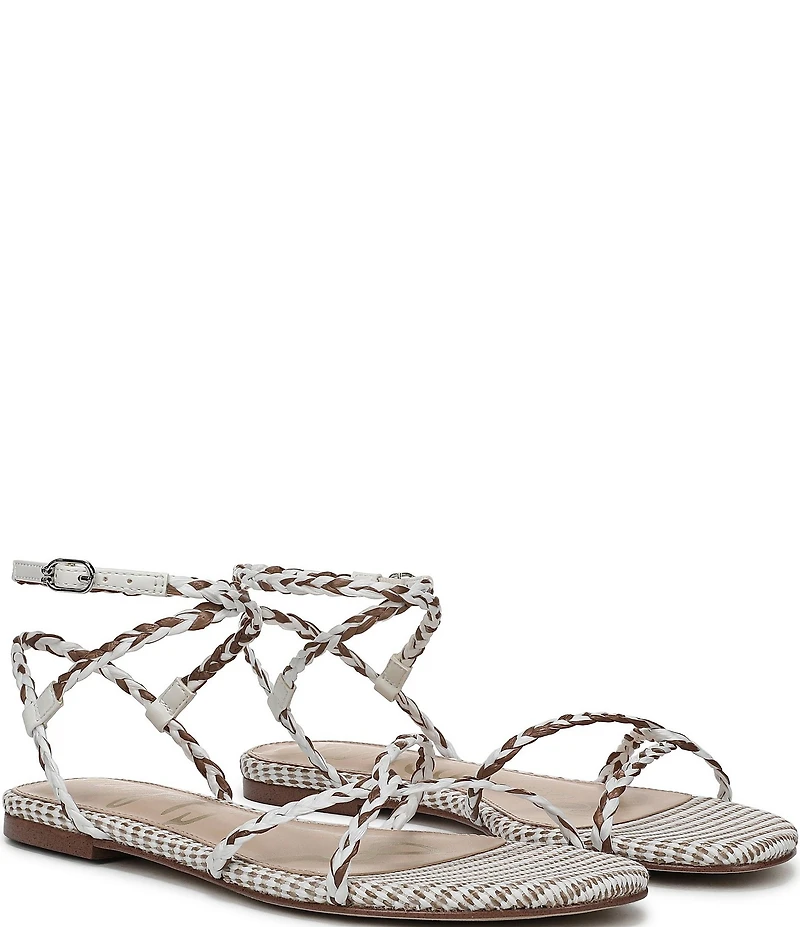 Sam Edelman Ellina Braided Raffia Patterned Strappy Flat Sandals