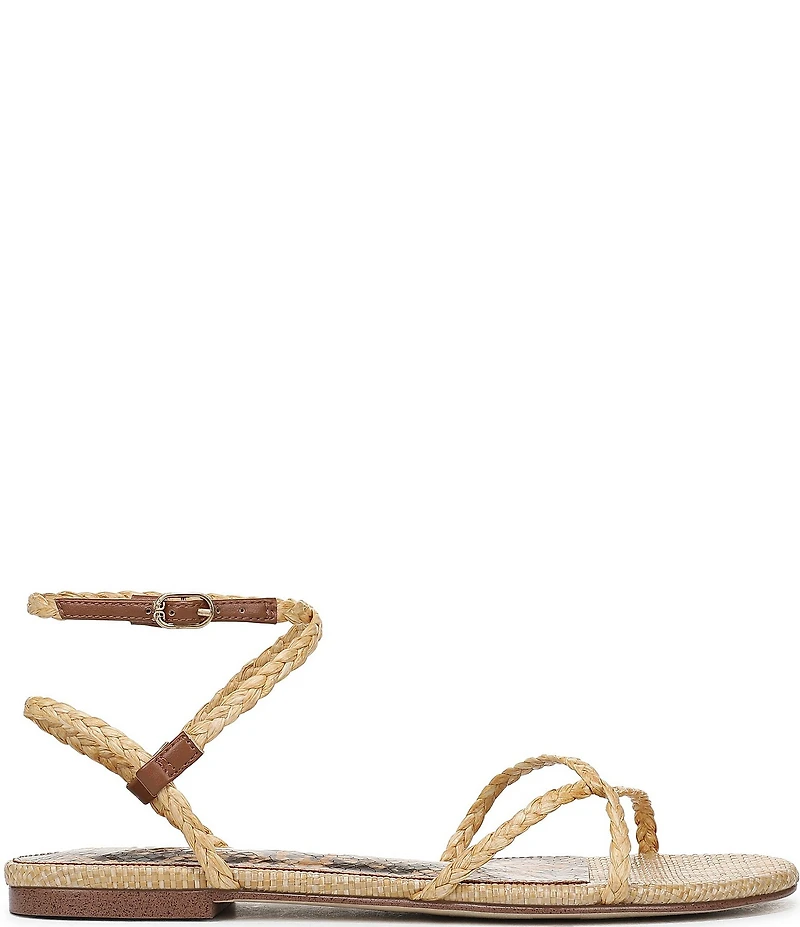 Sam Edelman Ellina Braided Raffia Strappy Flat Sandals