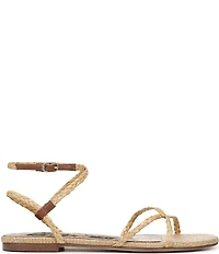 Sam Edelman Ellina Braided Raffia Strappy Flat Sandals