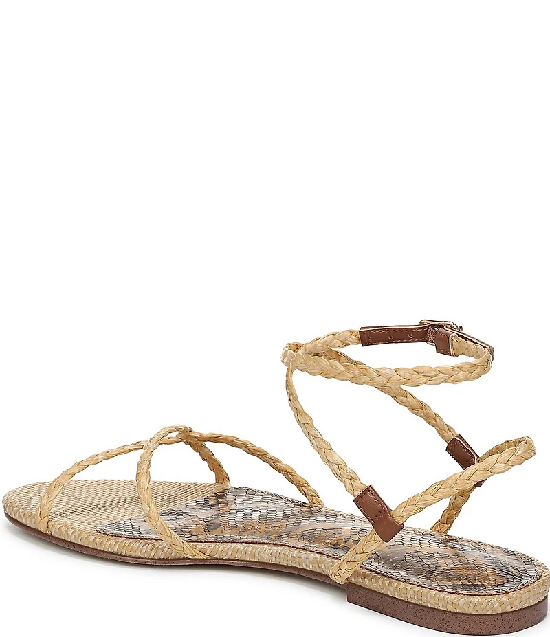 Sam Edelman Ellina Braided Raffia Strappy Flat Sandals