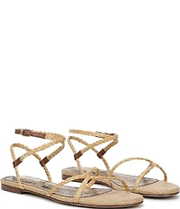 Sam Edelman Ellina Braided Raffia Strappy Flat Sandals