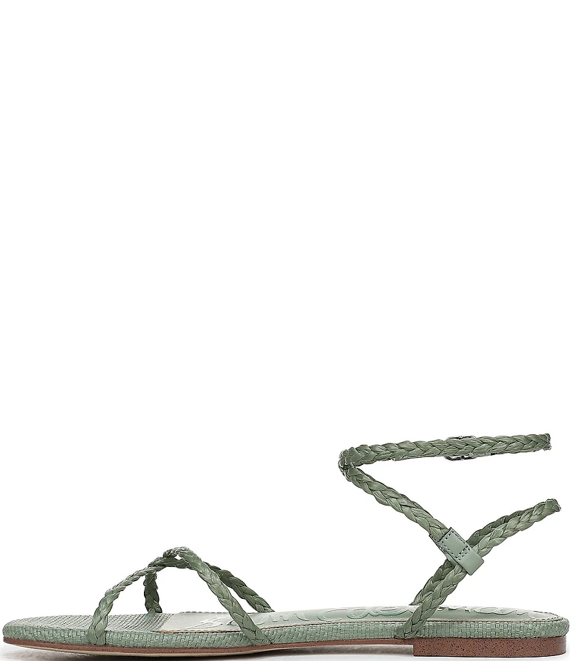 Sam Edelman Ellina Braided Raffia Strappy Flat Sandals