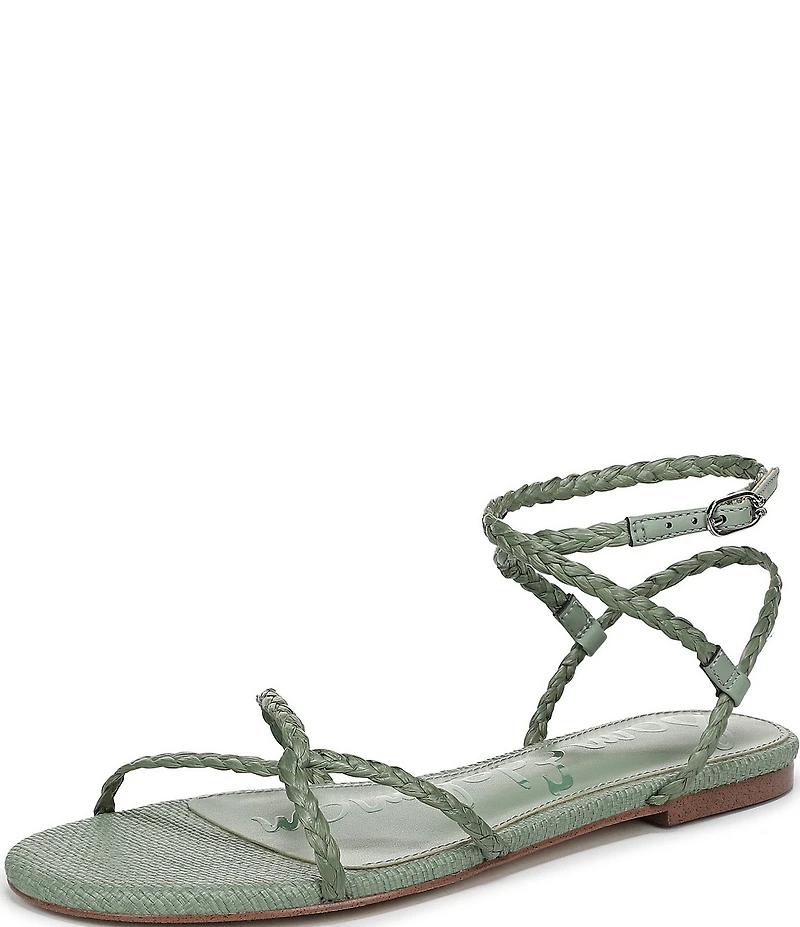 Sam Edelman Ellina Braided Raffia Strappy Flat Sandals