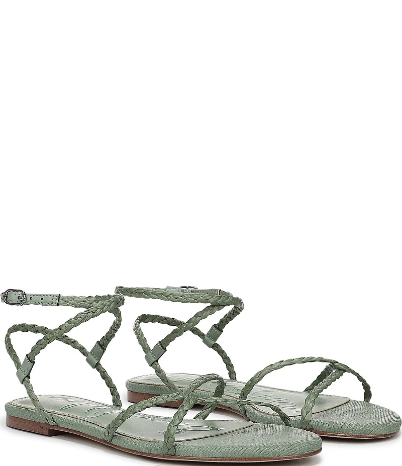 Sam Edelman Ellina Braided Raffia Strappy Flat Sandals