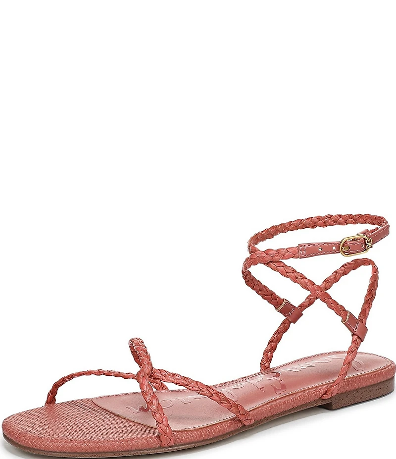 Sam Edelman Ellina Braided Raffia Strappy Flat Sandals