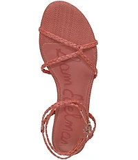 Sam Edelman Ellina Braided Raffia Strappy Flat Sandals