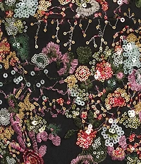 Sam Edelman Embroidered Mesh Floral Strapless Sheath Midi Dress