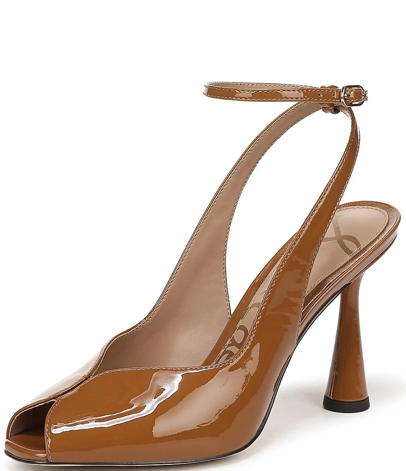 Sam Edelman Esme Patent Leather Peep Toe Ankle Strap Pumps