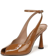 Sam Edelman Esme Patent Leather Peep Toe Ankle Strap Pumps