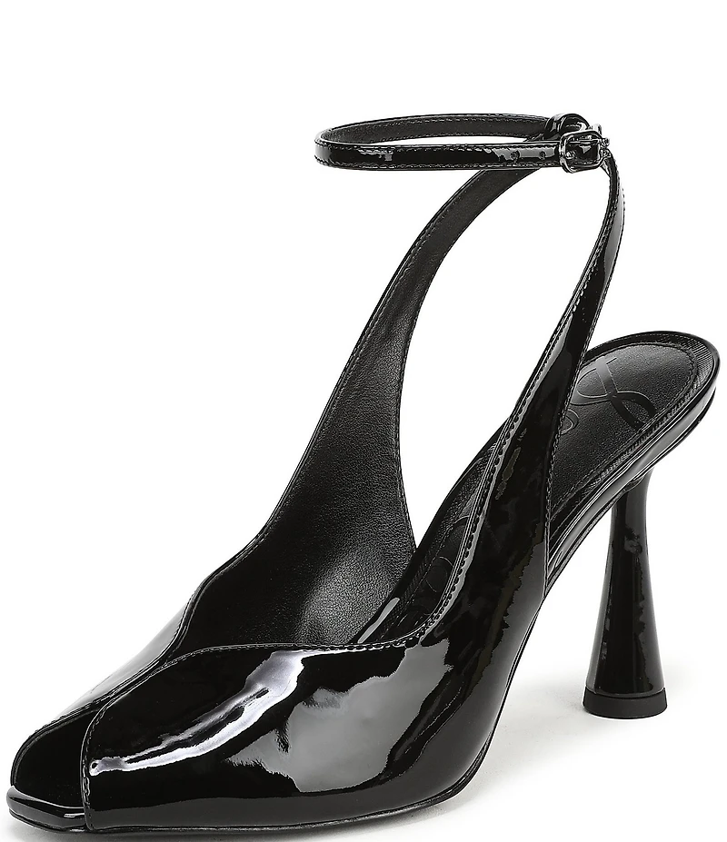 Sam Edelman Esme Patent Leather Peep Toe Ankle Strap Pumps