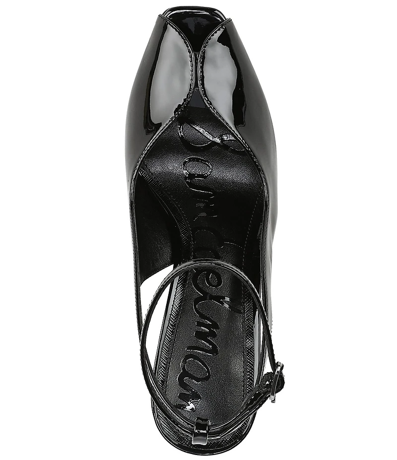 Sam Edelman Esme Patent Leather Peep Toe Ankle Strap Pumps