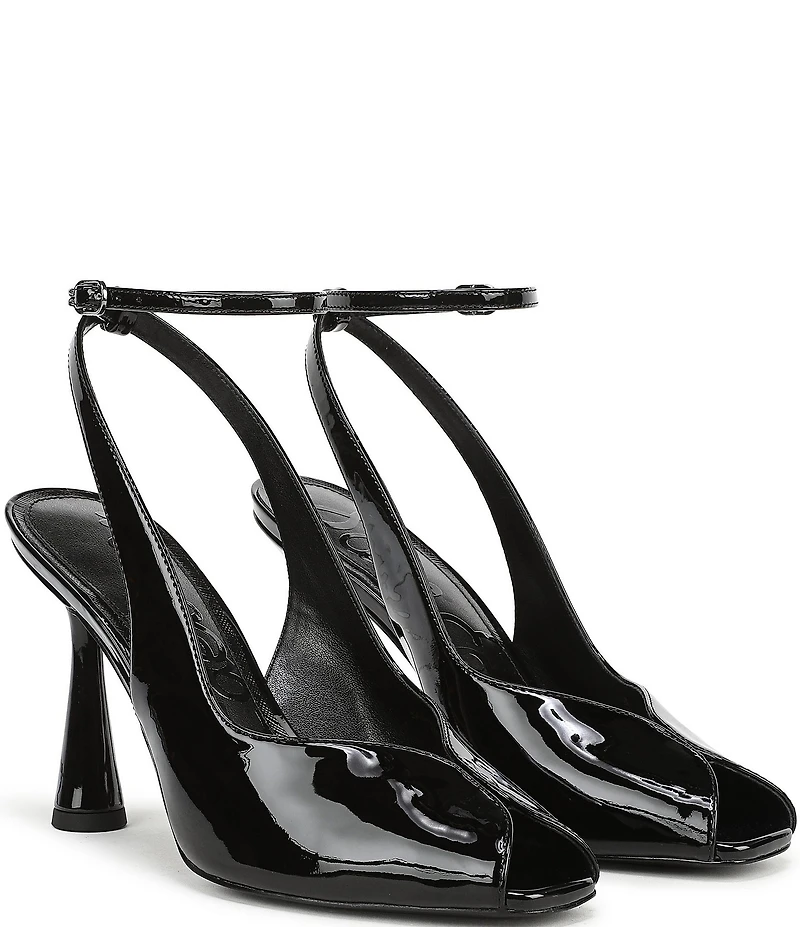 Sam Edelman Esme Patent Leather Peep Toe Ankle Strap Pumps