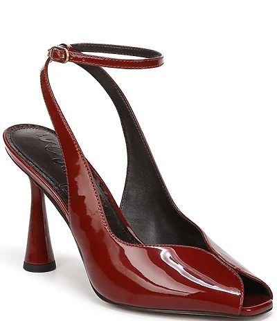 Sam Edelman Esme Patent Leather Peep Toe Ankle Strap Pumps