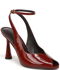 Sam Edelman Esme Patent Leather Peep Toe Ankle Strap Pumps