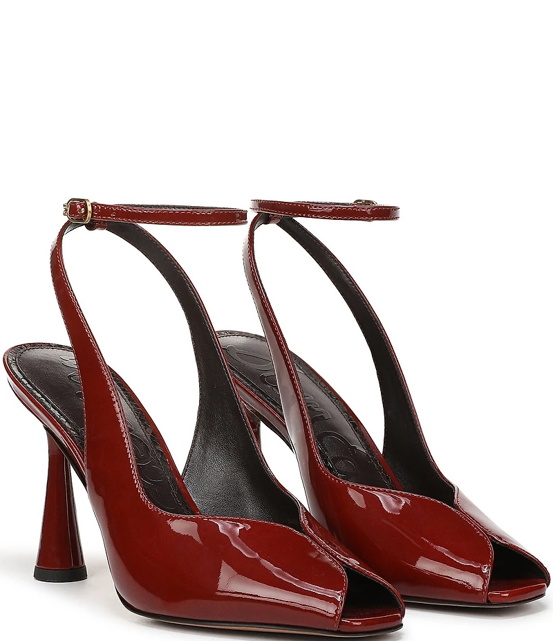 Sam Edelman Esme Patent Leather Peep Toe Ankle Strap Pumps