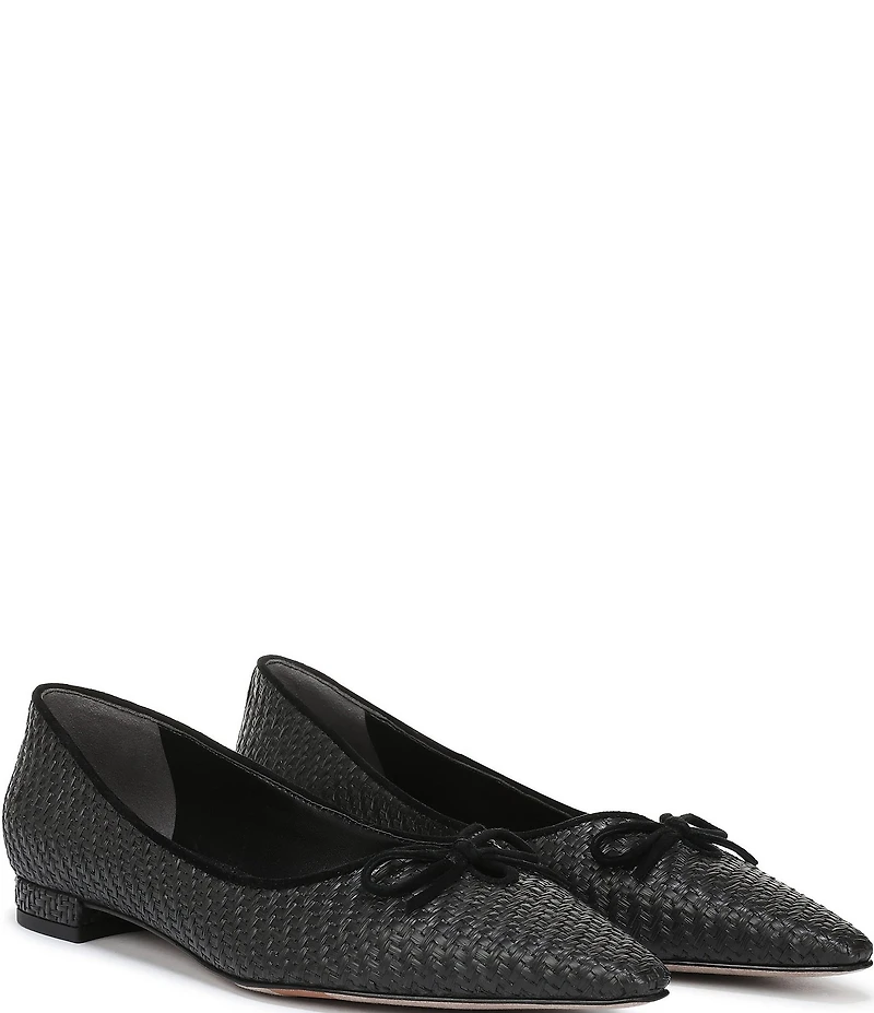 Sam Edelman Esmira Raffia and Suede Bow Detail Ballet Flats