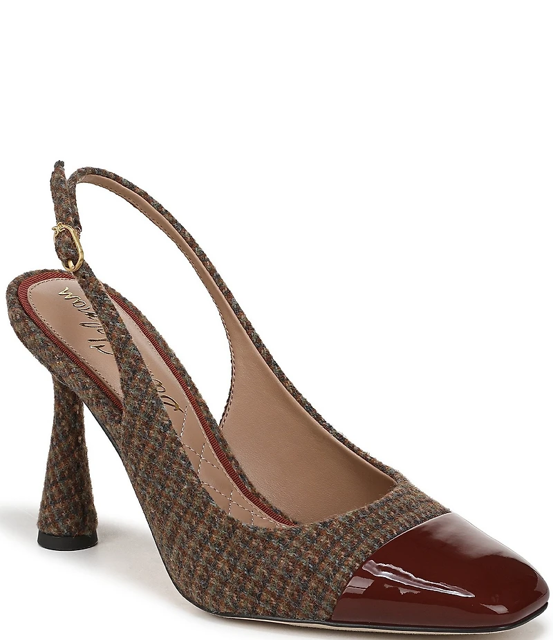 Sam Edelman Essa Plaid Patent Cap Toe Slingback Dress Pumps