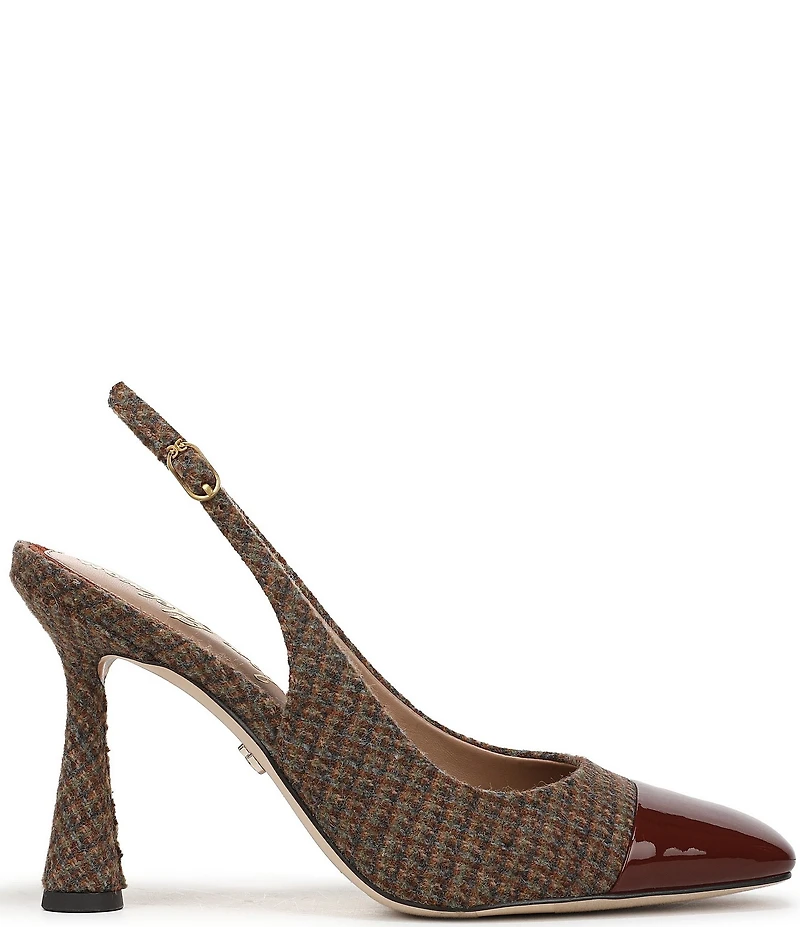 Sam Edelman Essa Plaid Patent Cap Toe Slingback Dress Pumps