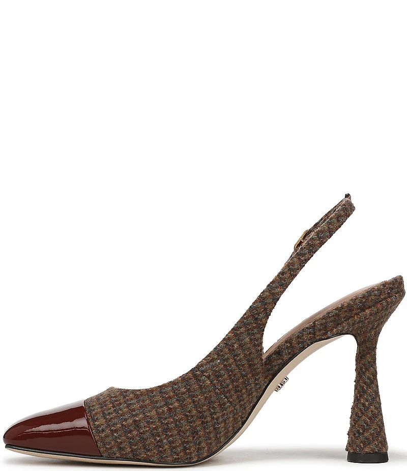 Sam Edelman Essa Plaid Patent Cap Toe Slingback Dress Pumps