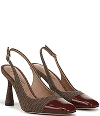 Sam Edelman Essa Plaid Patent Cap Toe Slingback Dress Pumps