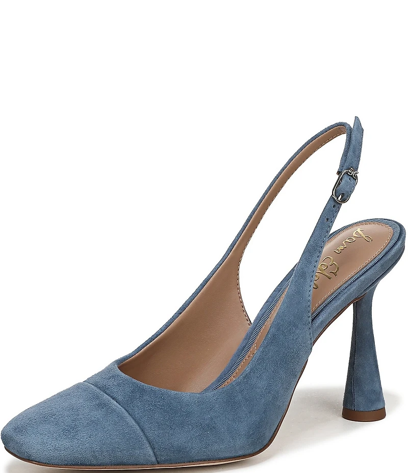 Sam Edelman Essa Suede Square Toe Slingback Dress Pumps
