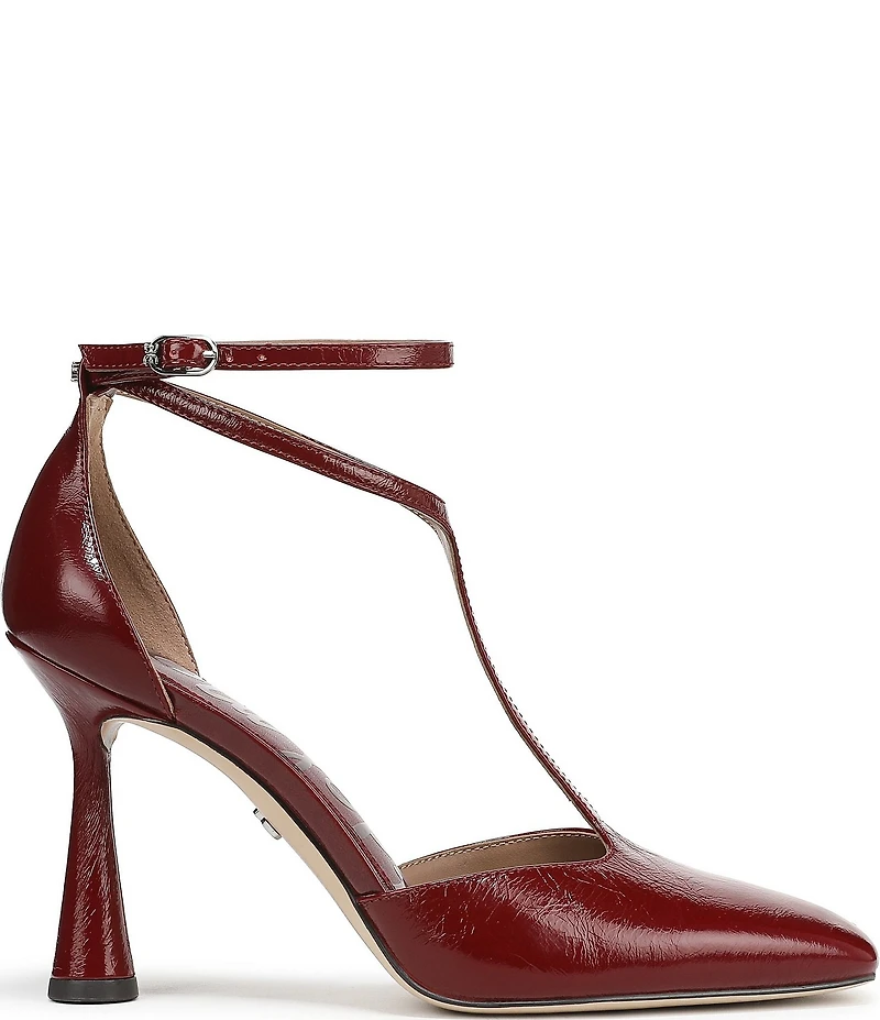 Sam Edelman Everett Leather T-Strap Cone Heel Square Toe Pumps