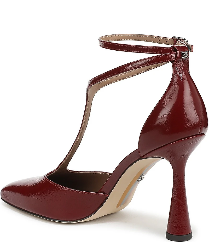 Sam Edelman Everett Leather T-Strap Cone Heel Square Toe Pumps