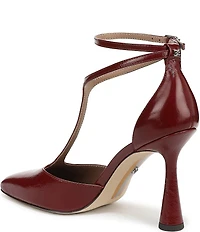 Sam Edelman Everett Leather T-Strap Cone Heel Square Toe Pumps