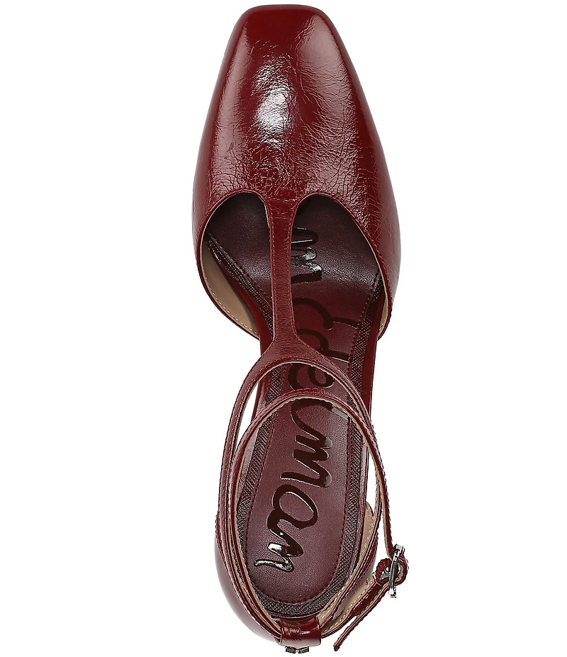 Sam Edelman Everett Leather T-Strap Cone Heel Square Toe Pumps