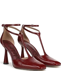 Sam Edelman Everett Leather T-Strap Cone Heel Square Toe Pumps