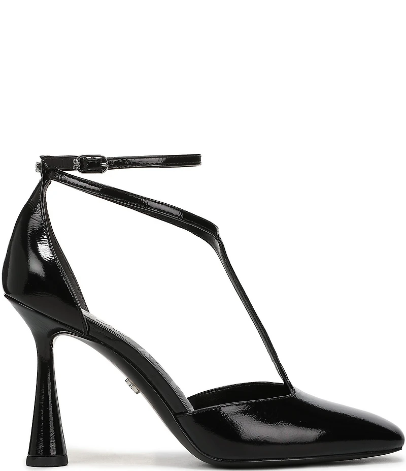 Sam Edelman Everett Leather T-Strap Cone Heel Square Toe Pumps