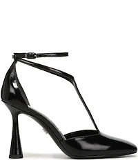 Sam Edelman Everett Leather T-Strap Cone Heel Square Toe Pumps