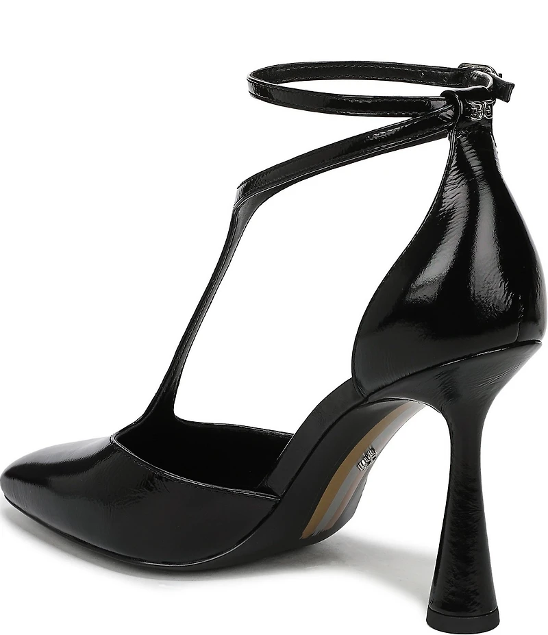 Sam Edelman Everett Leather T-Strap Cone Heel Square Toe Pumps